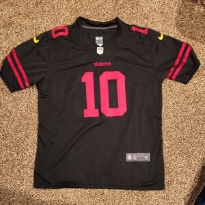 49ers Black and Red Nike Sports Jersey #10 Garoppolo Size: XL